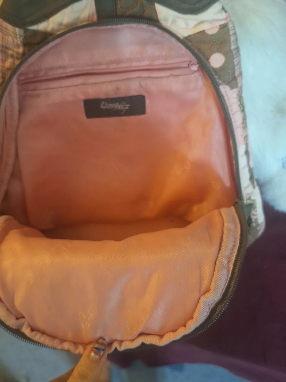 Patchwork Quilted Sling Backpack in Pink & Brown